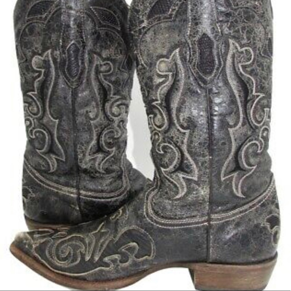 Corral black lizard inlay boots